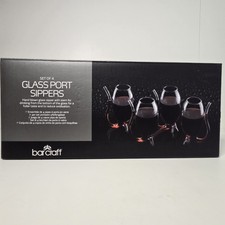 BarCraft Glass Port Sippers Set of 4 Looped Shape for Wine Glasses New Boxed