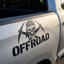 Pirate Skull Offroad Truck Bed Decals Set Of 2 Vinyl Stickers 20x11