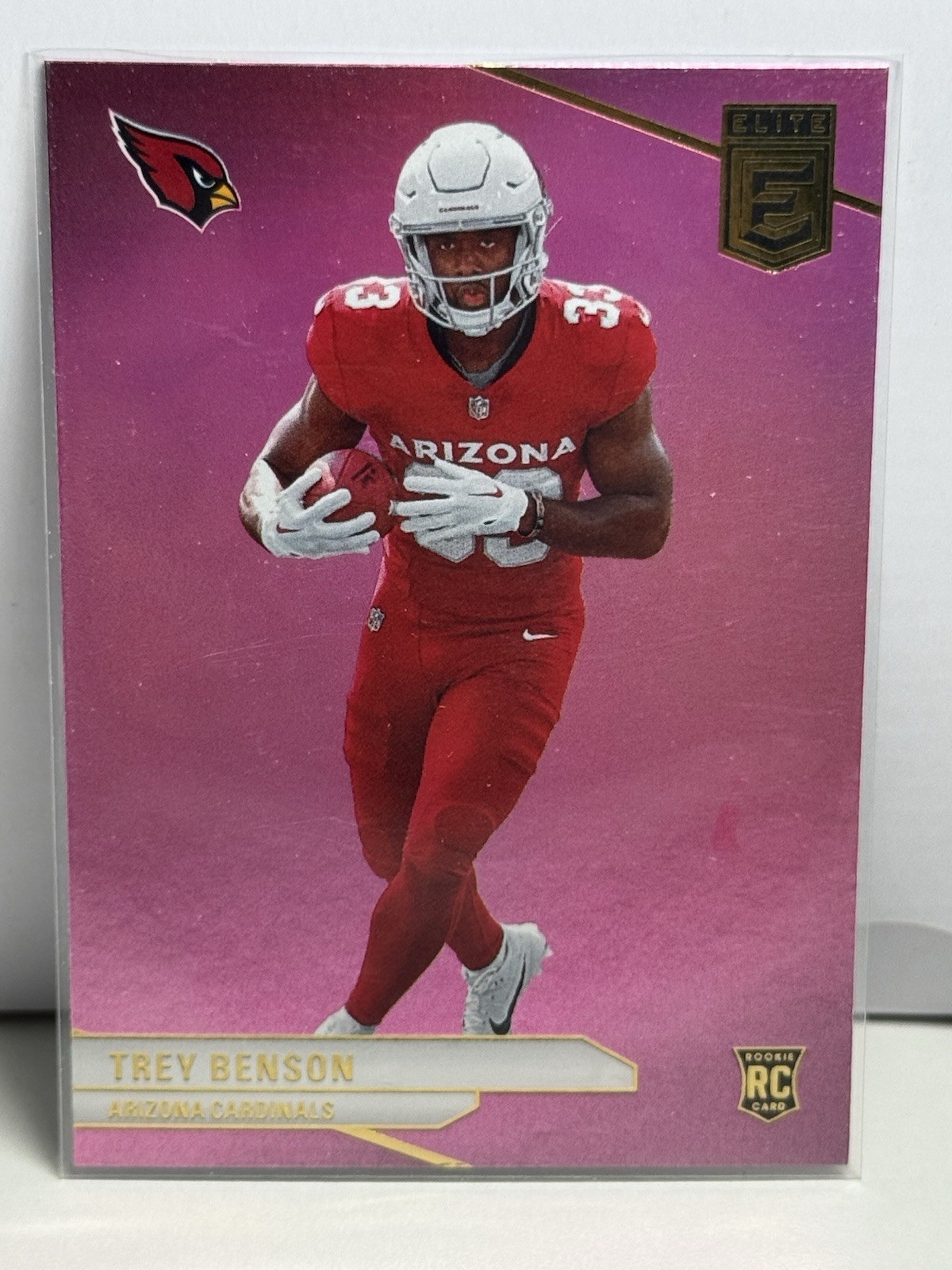 Trey Benson 2024 Donruss Elite Pink Parallel Football Card #124 Cardinals RC
