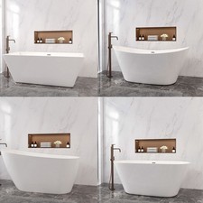 Modern Bathroom Freestanding Acrylic Bath Double Ended Bathtub Waste & Overflow
