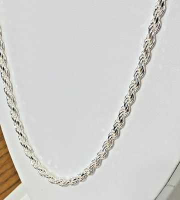 AGI gepunzt Sterlingsilber schweres Seil Kette Halskette 5 mm 30'' Italien 55 g