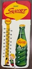 Vintage 1961 Squirt Soda Tin Thermometer Boy Sign Cat No M-13 Embossed Litho