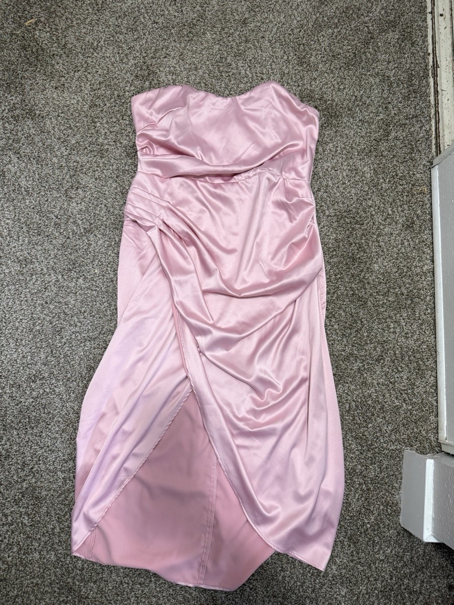 Fashion Nova Pink Satin Draped Strapless Sweetheart Midi Sheath Dress XL |  eBay