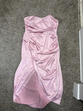 Fashion Nova Pink Satin Draped Strapless Sweetheart Midi Sheath Dress XL
