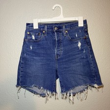 Levi s 501 Women s High-Rise Distressed Button Fly cut-off Shorts Blue Size 27