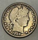 1908 P Barber Half Dollar VG 90% Silver