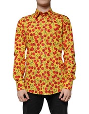 Dolce & Gabbana Yellow Cherry Cotton MARTINI Dress Men's Shirt Authentic