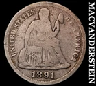 1891 Seated Liberty Dime- Scarce Better Date  No Reserve #i4973