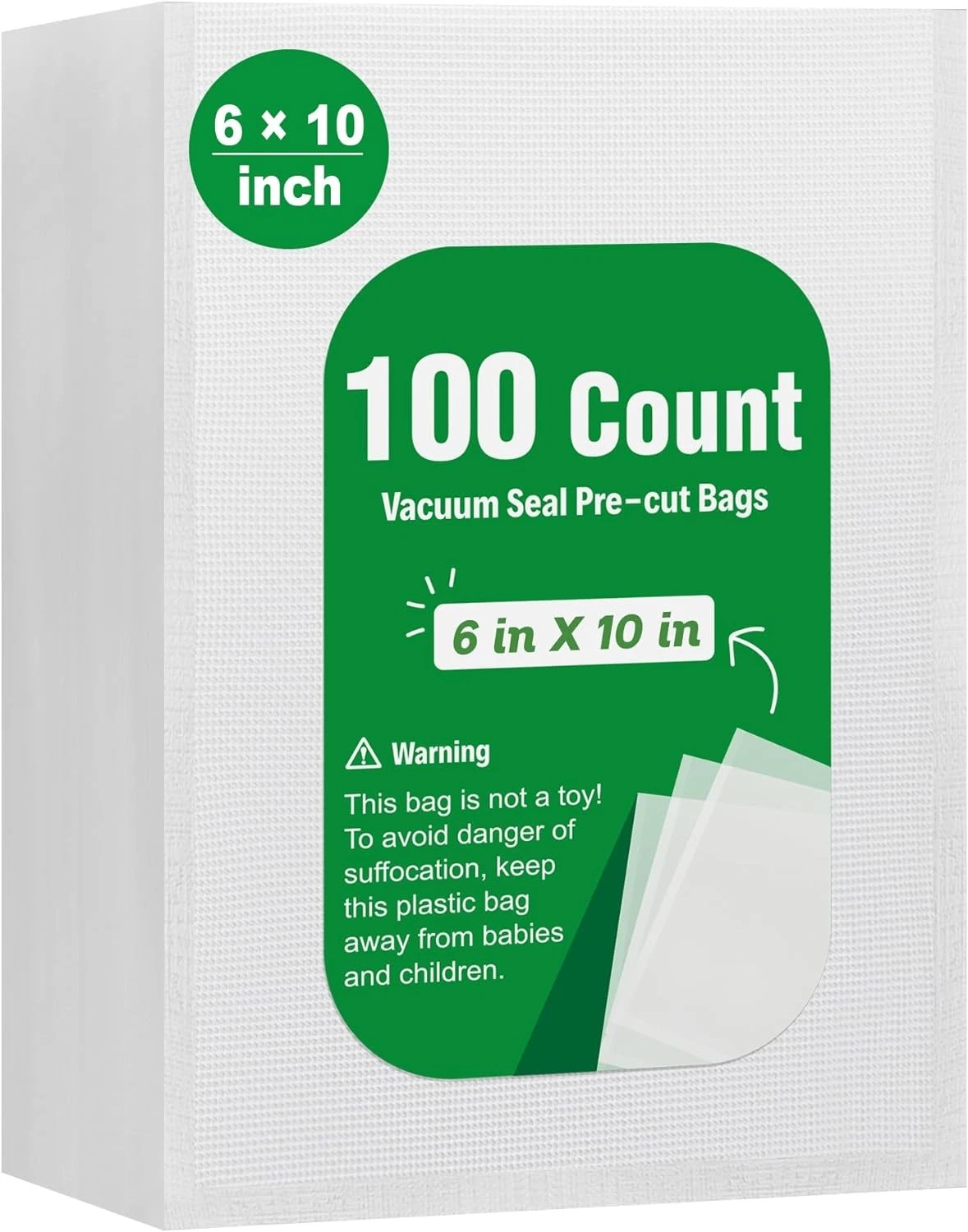 Syntus 100 Count Vacuum Sealer Bags Pint 6 x 10 6" x 10", Clear