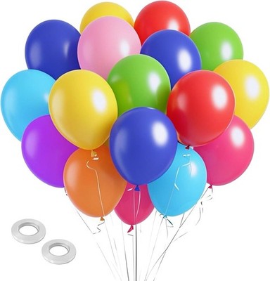 100-Pack Assorted Color Latex Balloons   12 Inch Round Balloons for Birthday.