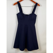 Lulu's Navy Sweetheart Neckline Fit-and-Flare Mini Dress Womens Size S