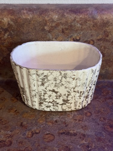 Vintage DECORATO A MANO 24 KT. Ciotola in vetro TIARAWARE ORO - Foto 3 di 5