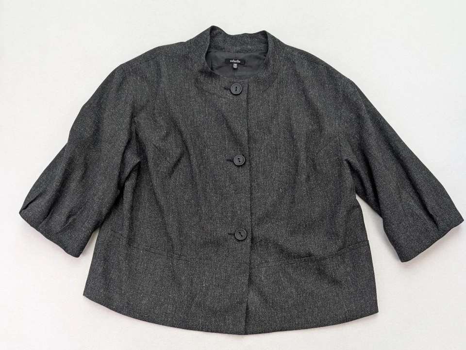 Jaqueta Blazer Feminina Rafaella Tamanho 20W Cinza Manga 3/4 Carreira Empresarial - Imagem 2 de 4