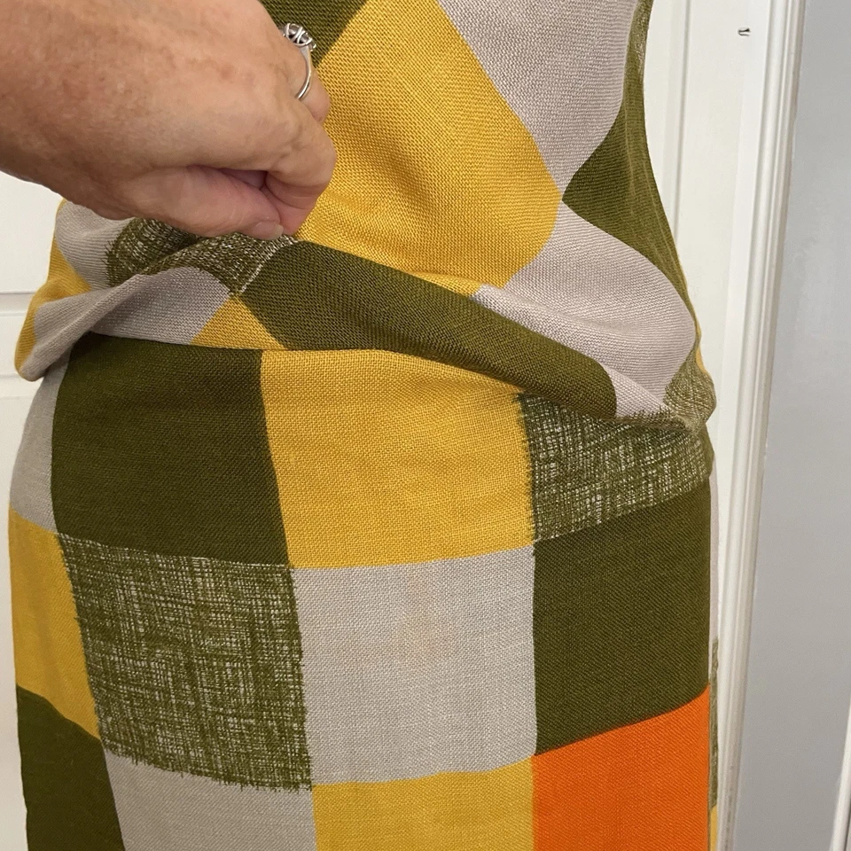 Vintage 1960’s Pixie Mod Shift Dress Bold Check Plaid Sleeveless Gogo Women’s 7 - Image 3 of 4