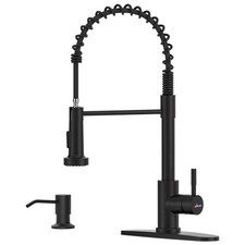 Black Kitchen Faucet with Soap Dispenser and Pull Down Sprayer, Lead-Free SUS...