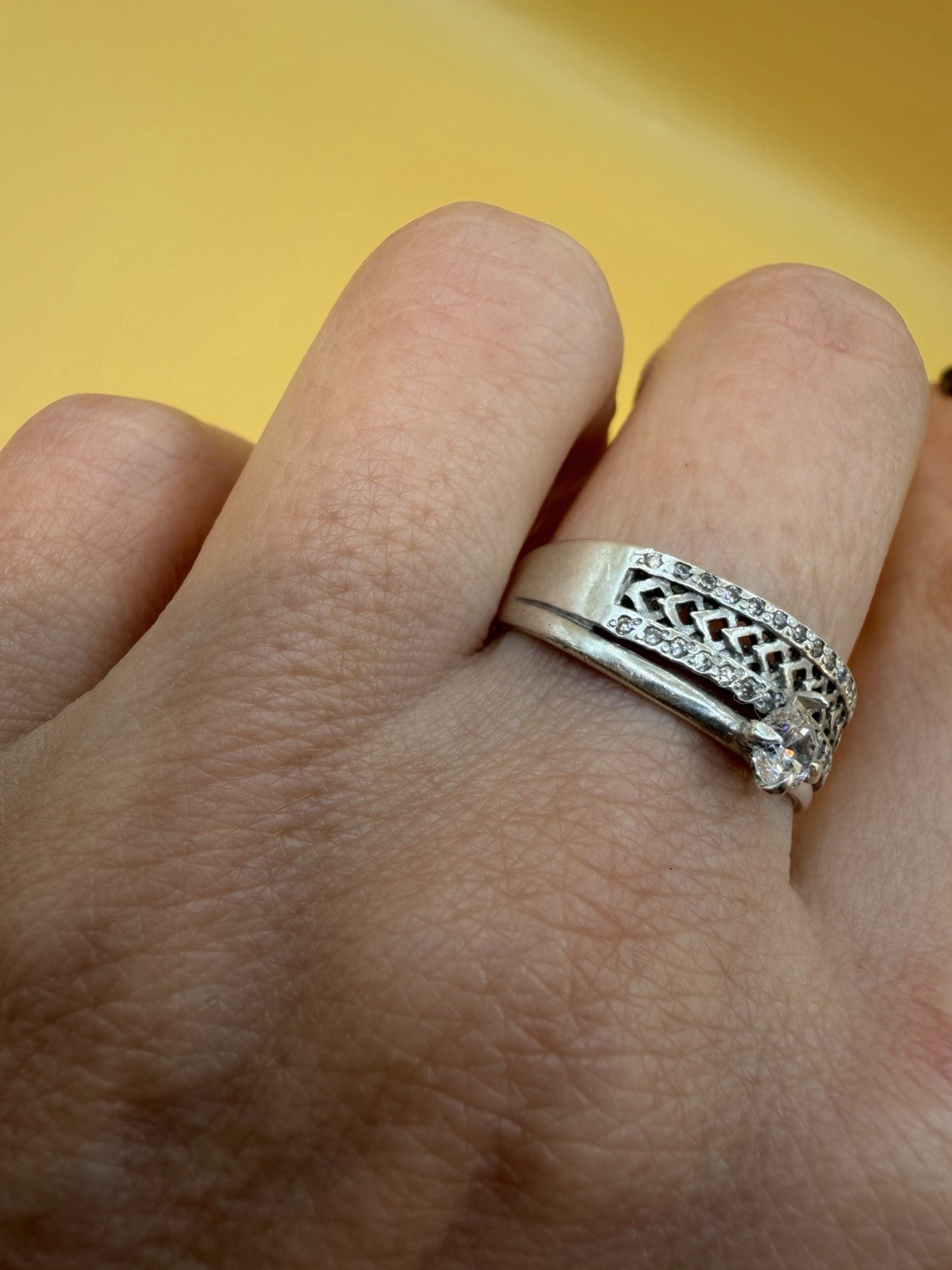Sterling silver ring with sparkling Stone Uk size Q#114 image 4