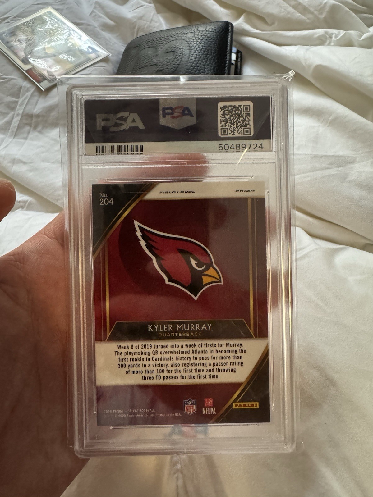 2019 Panini Select Field Level Silver  Kyler Murray #204 Psa 10 view 2