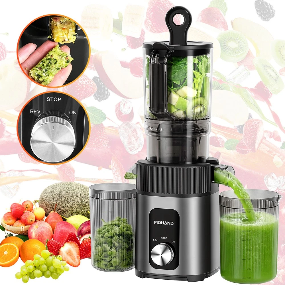 4.35" Large Feed Chute Cold Press Juicer Machine 200W Slow Masticating Juicer