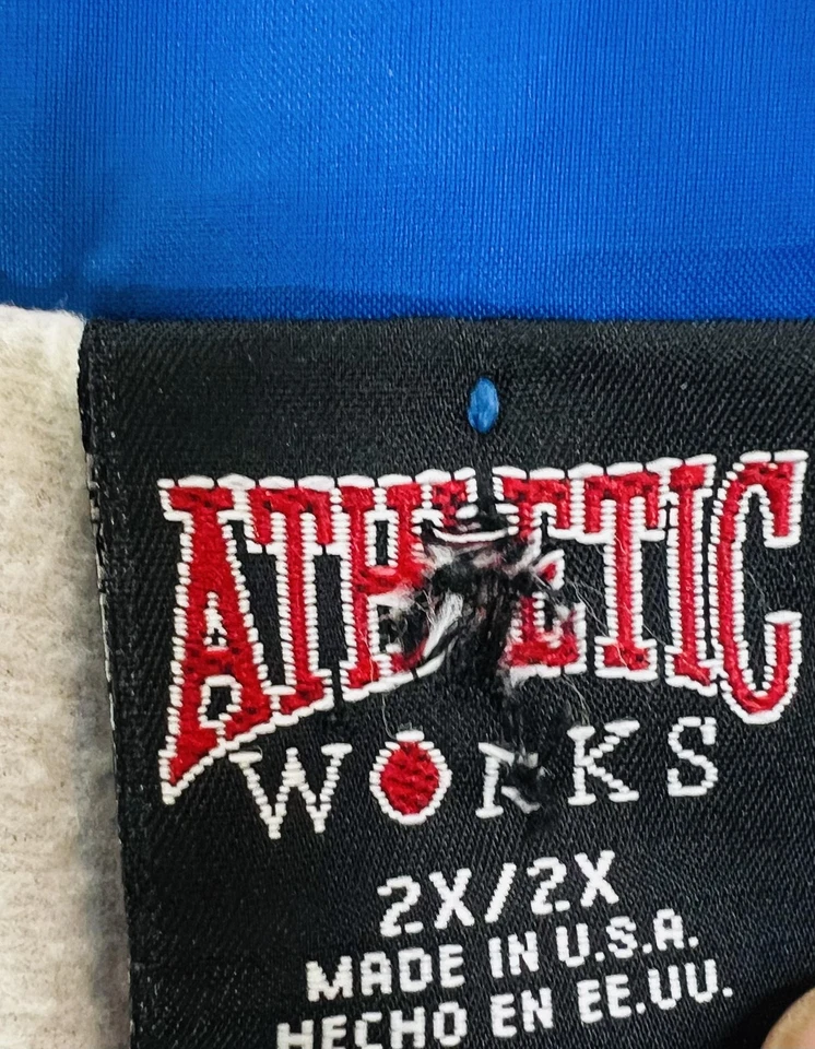 Vintage Athletic Works Jacket Mens 2XL Blue Windbreaker Lined Made in USA 90s - Image 3 of 4