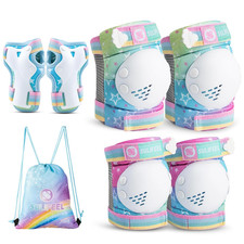 Rainbow Unicorn Knee Pads for Kids Knee Elbow Pads Wrist Guards with Drawstring