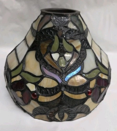 Vintage Tiffany Style Stained Slag Glass Light Pendant Lamp Shade