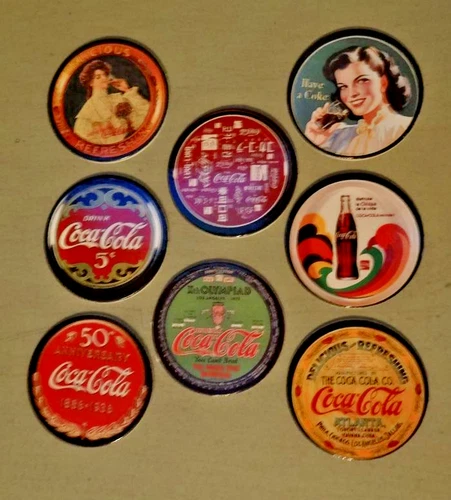 Vintage 1993 Coca Cola Collect A Card Coke Cap Serves One Complete Set Of 8 Pogs