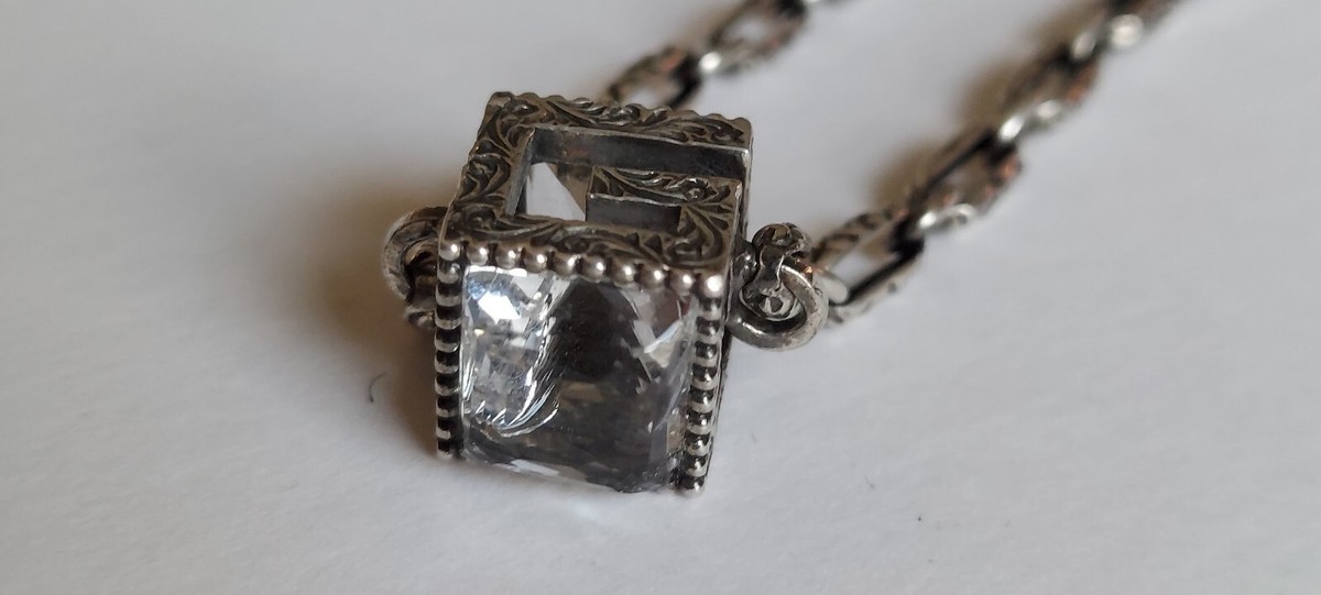 Gucci Garden Sterling Silver G Logo Crystal Cube Bracelet | eBay Gucci Cube Bracelet 15Cm Silver Used #273296G76B main image 1