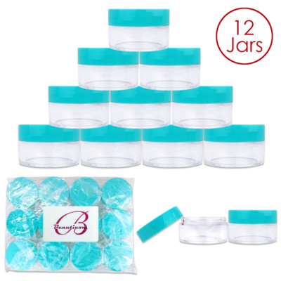 Beauticom (12 St. ) 20G/20ML Rund Kunststoff Refill Krüge Mit Blaugrün Deckel