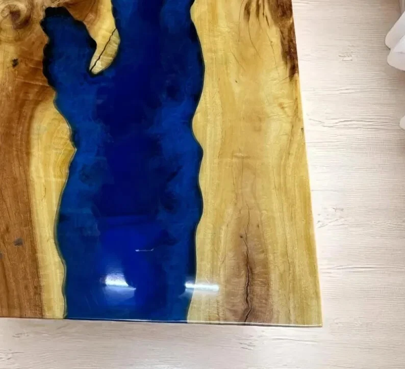 Handmade Blue Epoxy Table, Resin Dining Table, Countertop Hallway Furniture - Image 3 of 4