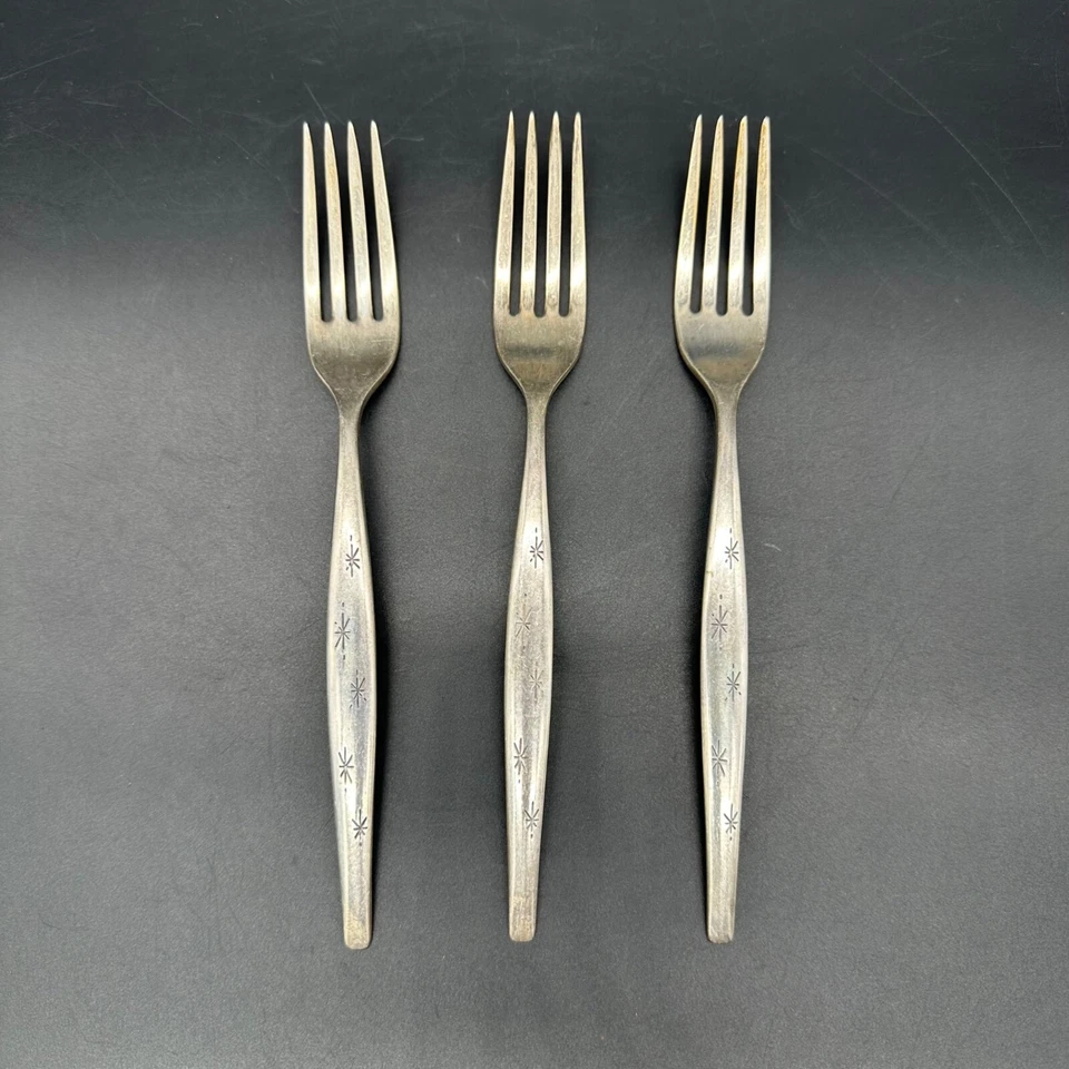 Vintage Gorham Sterling Silver Stardust Forks Mid Century Modern Atomic Flatware - Image 2 of 4