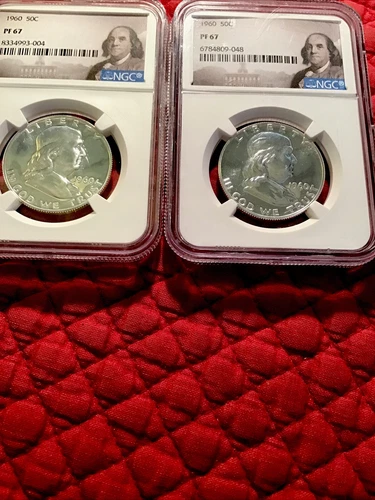 2, 1960 NGC PF67 PROOF BEN FRANKLIN 50c 90% SILVER Franklin Portrait. No Spots.
