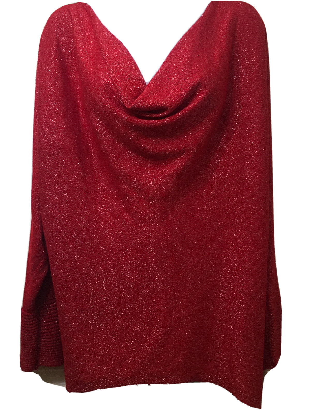 Ruby Rd.Tunic Top Large Red/Silver Cowl Neck Dolm… - image 1