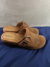 Born Brown Suede Slip on Clogs Size 10