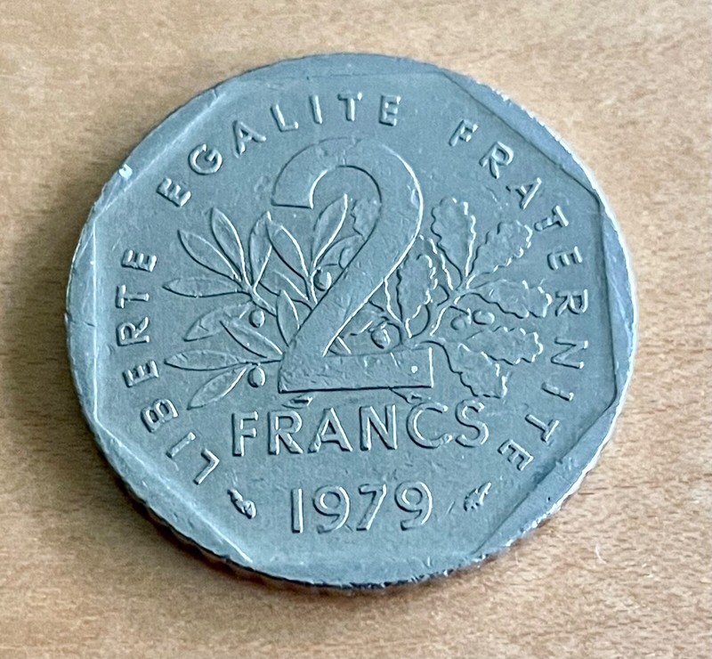 FRANCE 1979 2 FRANC COIN CIRCULATED - PRE-EURO COIN FREE SHIPPING!
