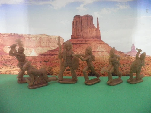 Rare Soldiers Complete Series INDIANS TORGANO Semi-Flat Figures 6 cm. Vintage