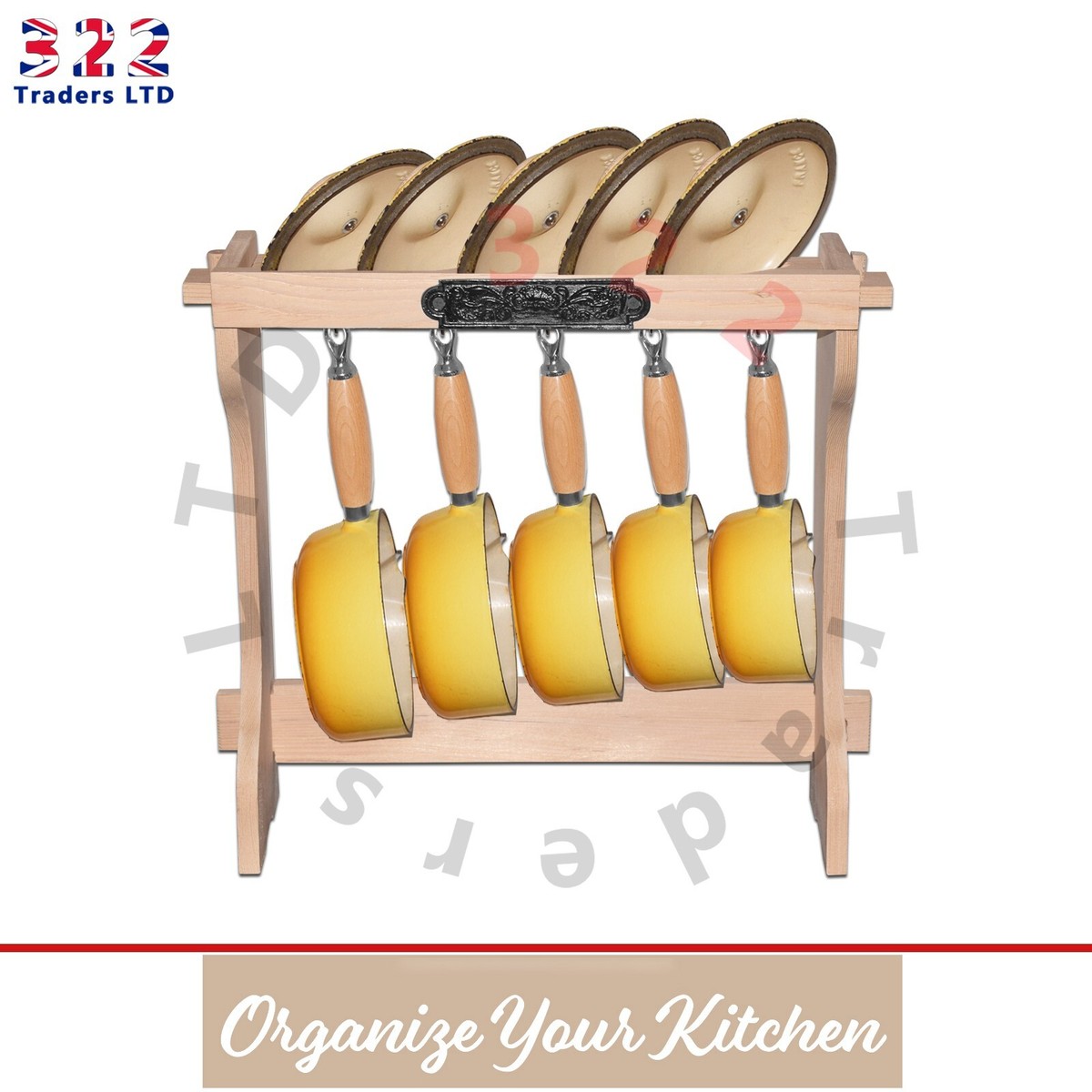 Le Creuset Replacement Wooden 5 Saucepan Pans And Lid Storage Rack