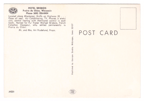 Postcard: Motel Brisbois, Prairie du Chien, Wisconsin - Picture 2 of 2