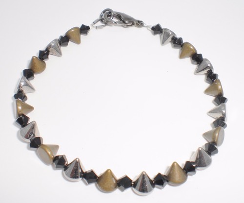 Bronze / Gunmetal Jet Black Crystal Spike Bracelet - 8" - Picture 2 of 3