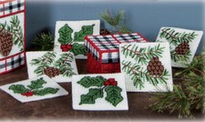 Mary Maxim Winter Welcome Coasters and Holder Plastic Canvas Kit - Set of 6 -