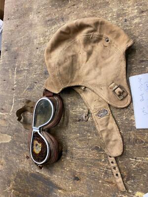 Vtg WW2 WW11 Flying Goggles Beck riding Cap Ace Harley Indian