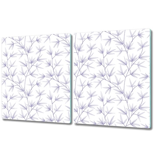 2x Glas-Herdabdeckplatte Ceranfeldabdeckung Spritzschutz Zarte Pastellblätter - Bild 2 von 3