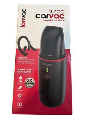 NEW ionvac Turbo Car vacuum - powerful, portable lightweight hand vacuum 