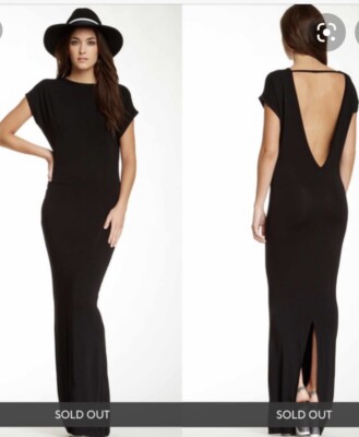 Young Fabulous & Broke Jaxon V-Back Maxi Dress Black NWT sz XS