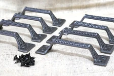 8 Cast Iron Handles Gate Pull Shed Door Handle Drawer Pulls Vintage Style Metal
