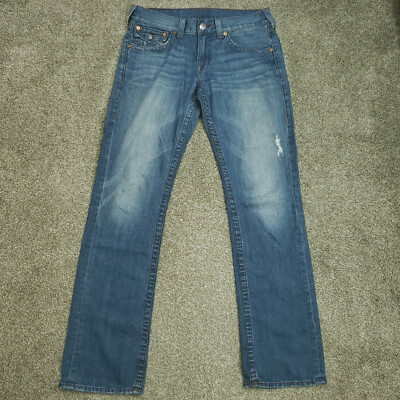 パンツ True Religion 31 True Religion Jeans Men 31 (34x33.5) Blue Straight Flap Pocket