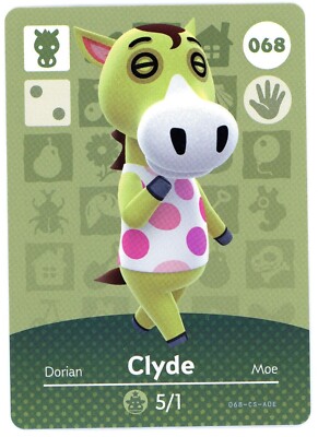 アミーボカード 068 Clyde Animal Crossing Amiibo Card AUTHENTIC Series 1 Never