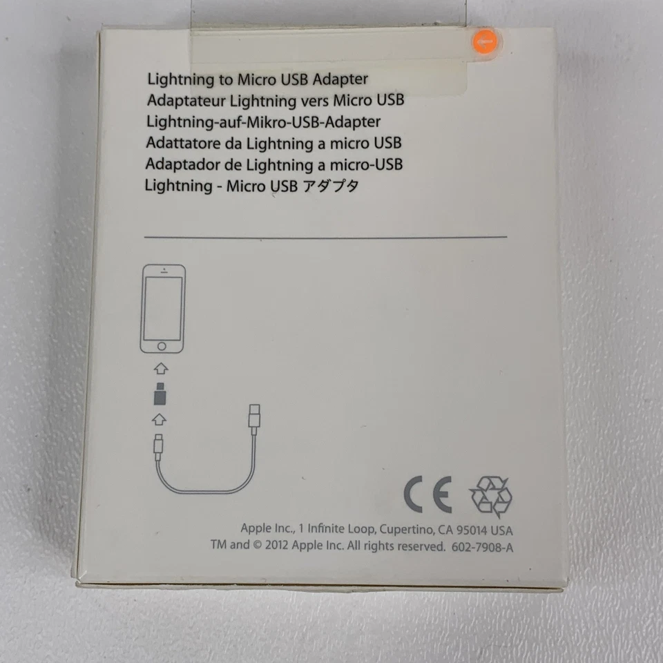 Original Apple Retail NEW in Box Lightning to Micro USB Adapter MD820ZM/A - Image 2 of 4