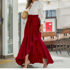 Women's Skirt High Waist Party Asymmetrical Hem Long Fishtail Mermaid Fashion