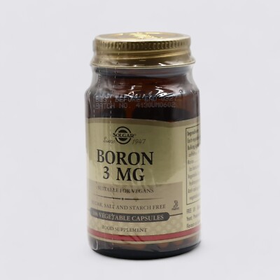 Solgar Boron 3mg Food Supplement 100 Vegetable Capsules Exp: 03/27