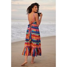 Anthropologie Farm Rio Soleil Embroidered Maxi Dress Size XS